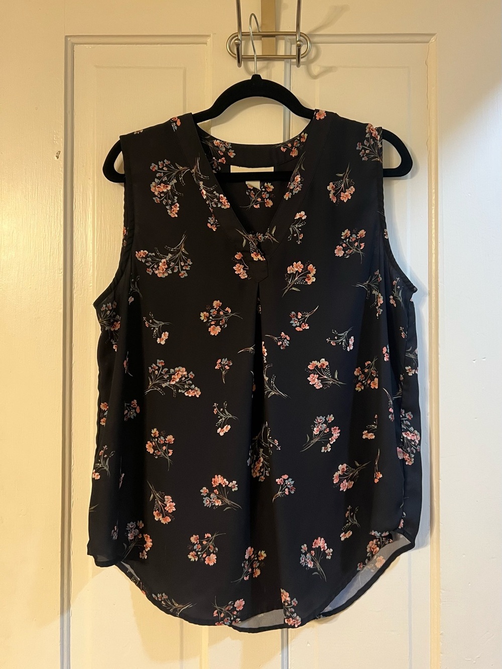 Emaline Black Floral V-Neck Women's Top